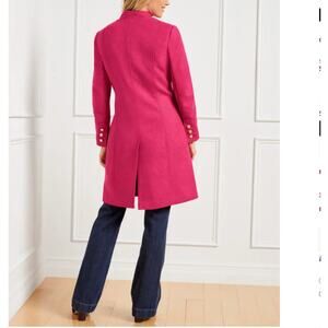 Talbots Military Coat Fuschia Pink Pockets Metal Buttons Classic 22 WP Preppy